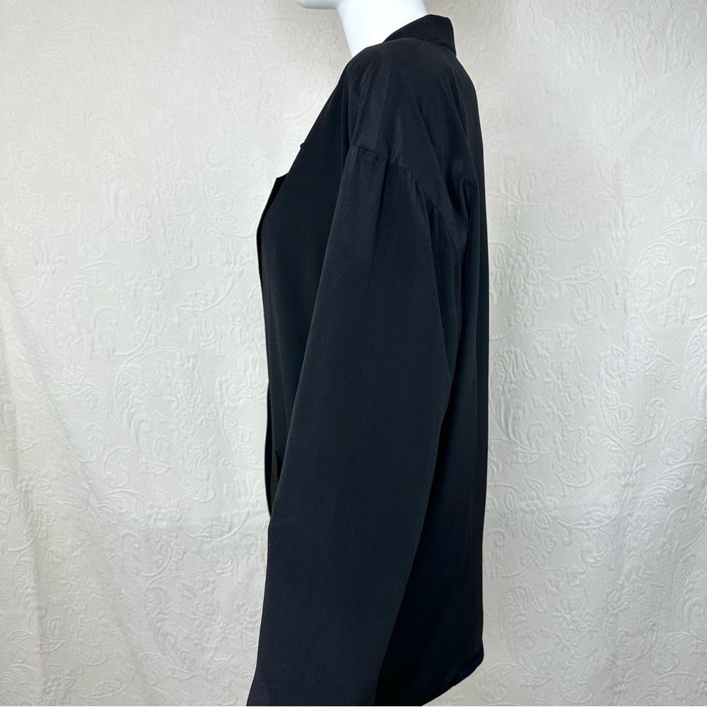 VTG 80s 100% Silk Independent Style Black Blazer - Picture 10 of 16